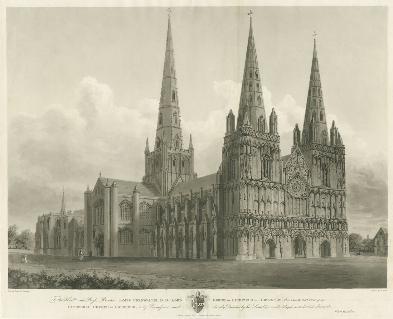Lichfield katedrális – északnyugati nézet: metszet, [1807] alkotó: John Buckler