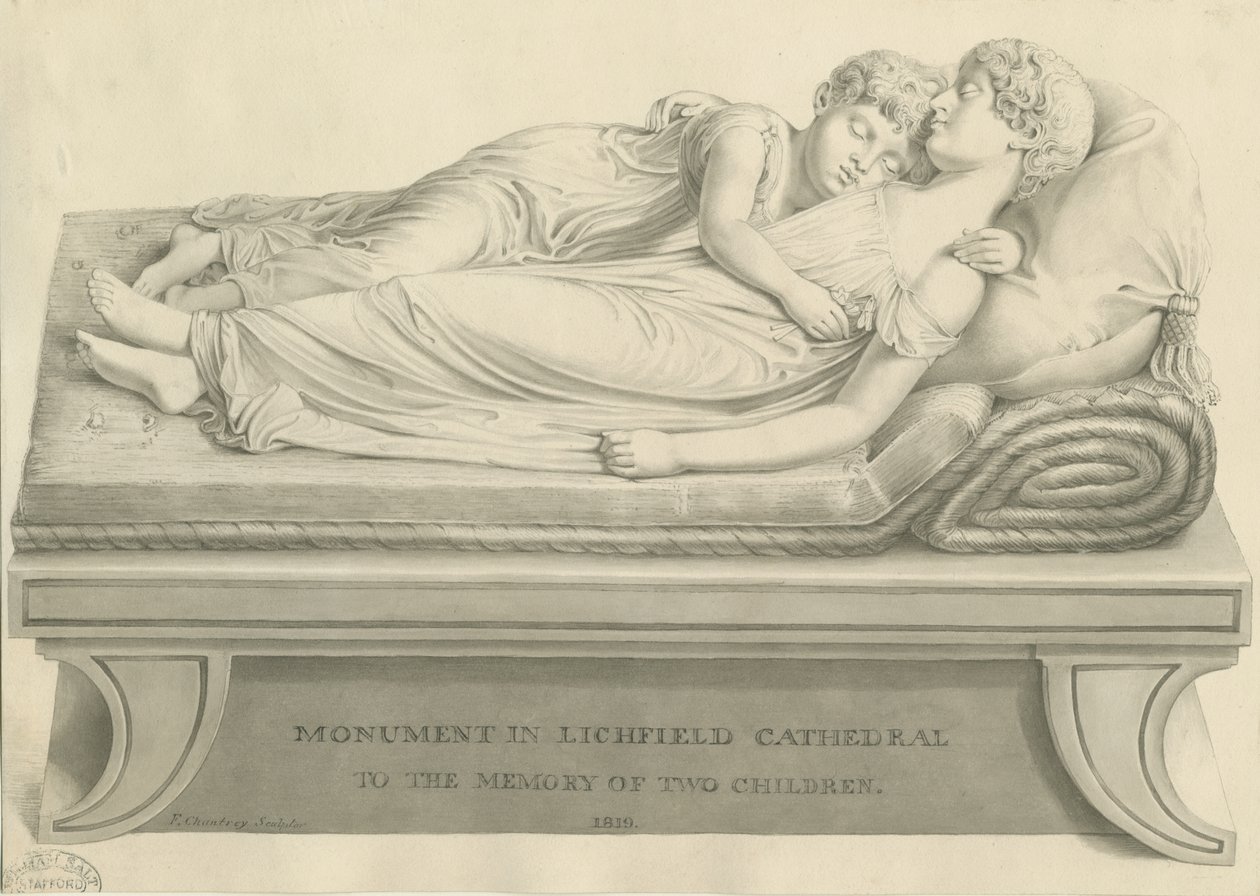Lichfield katedrális – „Az alvó gyerekek”: szépia rajz, nd [XIX. század] (rajz) alkotó: John Buckler