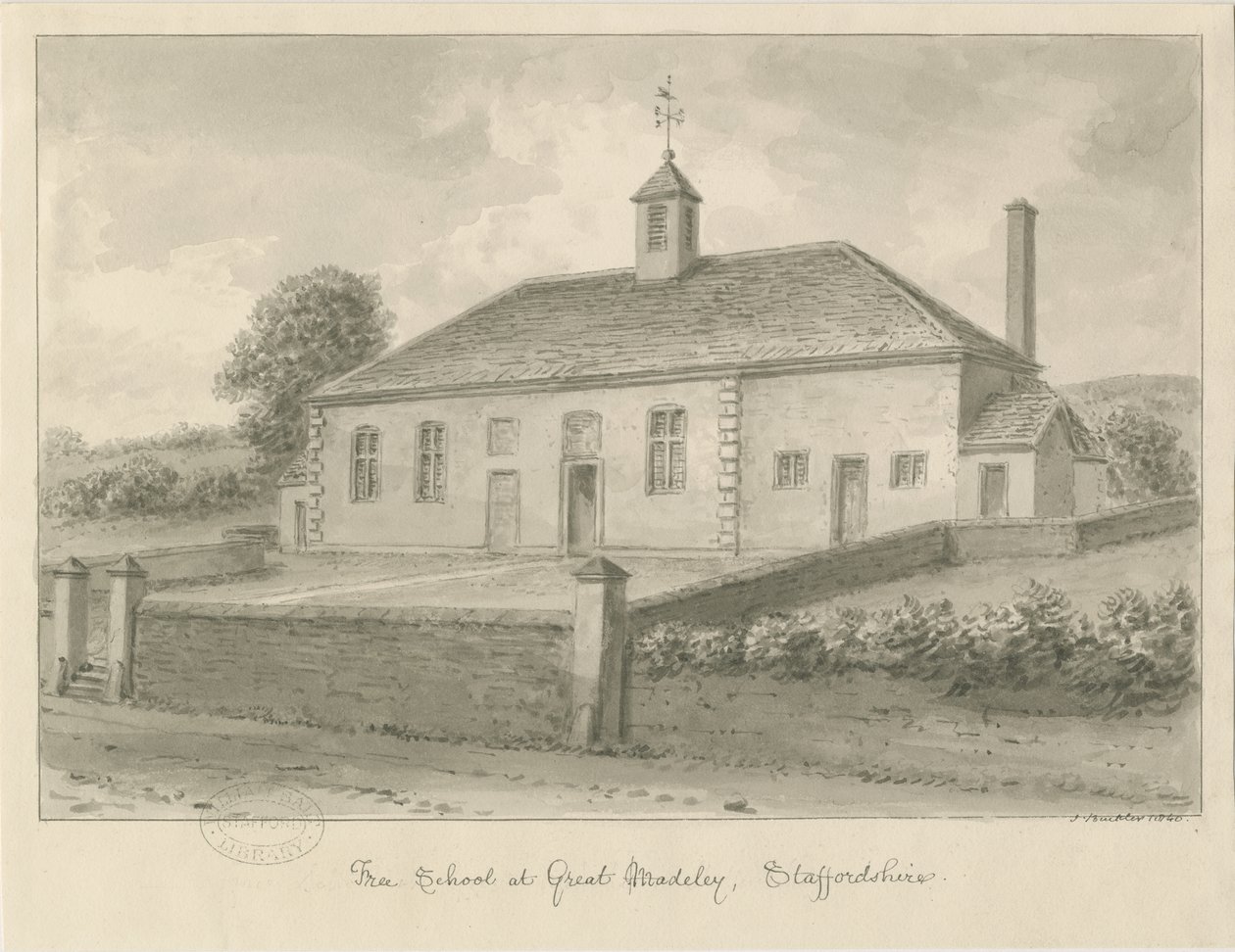 Madeley - Szabadiskola: szépia rajz, 1840 alkotó: John Buckler