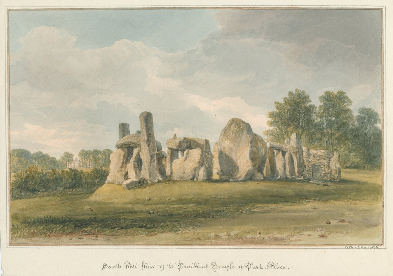 Oxfordshire – Henley upon Thames – Druida templom a Park Place-ben, 1826 alkotó: John Buckler