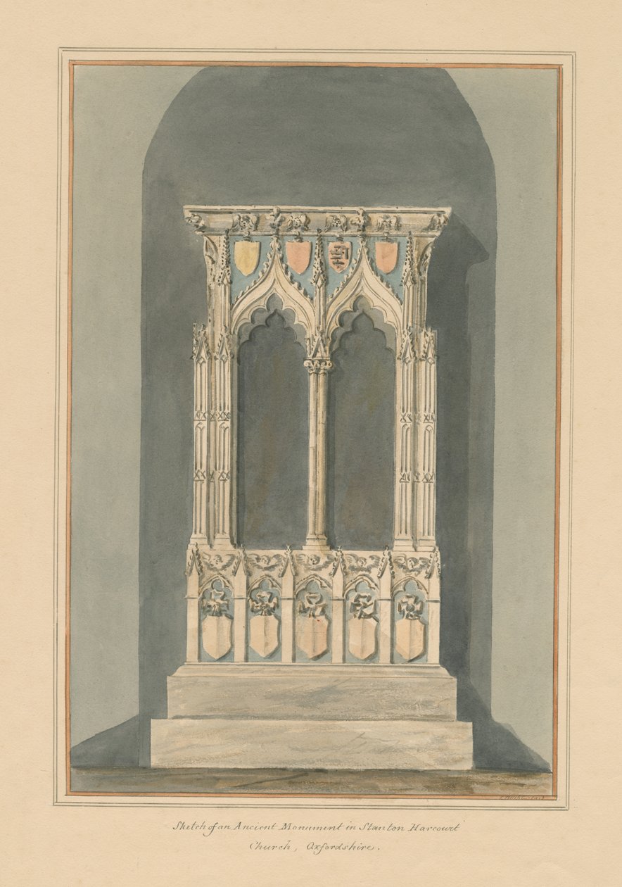 Oxfordshire – Stanton Harcourt templom – emlékmű, 1803 alkotó: John Buckler
