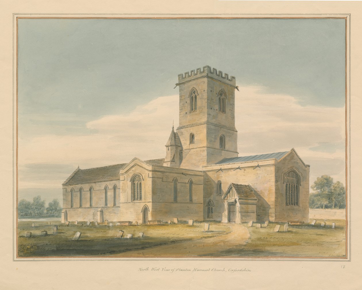 Oxfordshire – Stanton Harcourt templom, 1803 alkotó: John Buckler