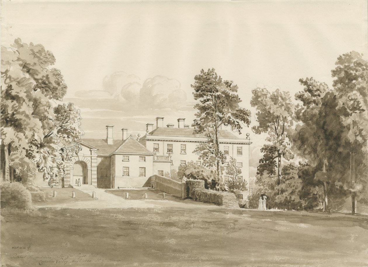 Patshull House: szépia mosás rajz, 1820. augusztus (rajz) alkotó: John Buckler