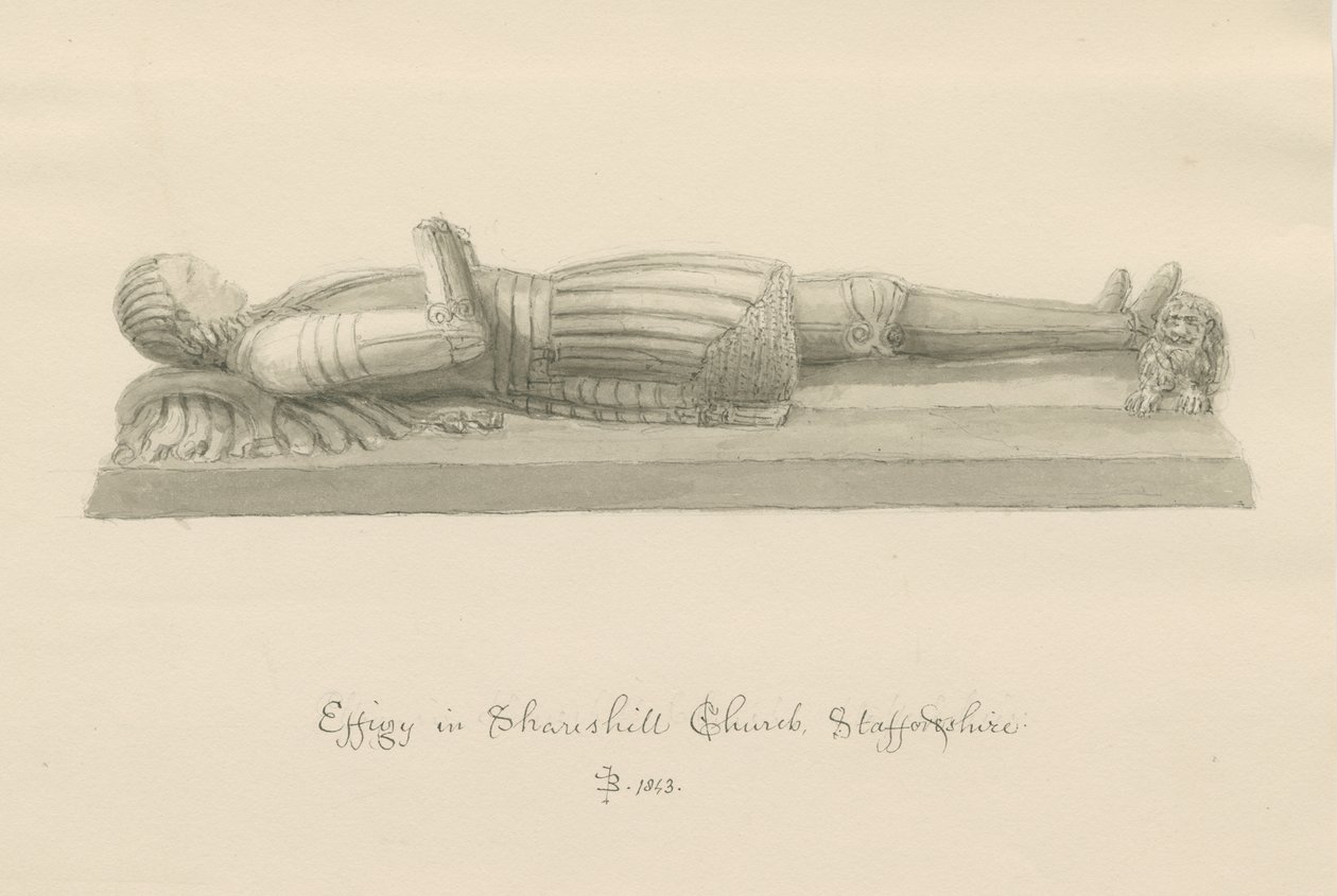 Shareshill Church – Monumentális képmása [Sir Humphrey Swynnertonnak]: szépia mosás rajza alkotó: John Buckler