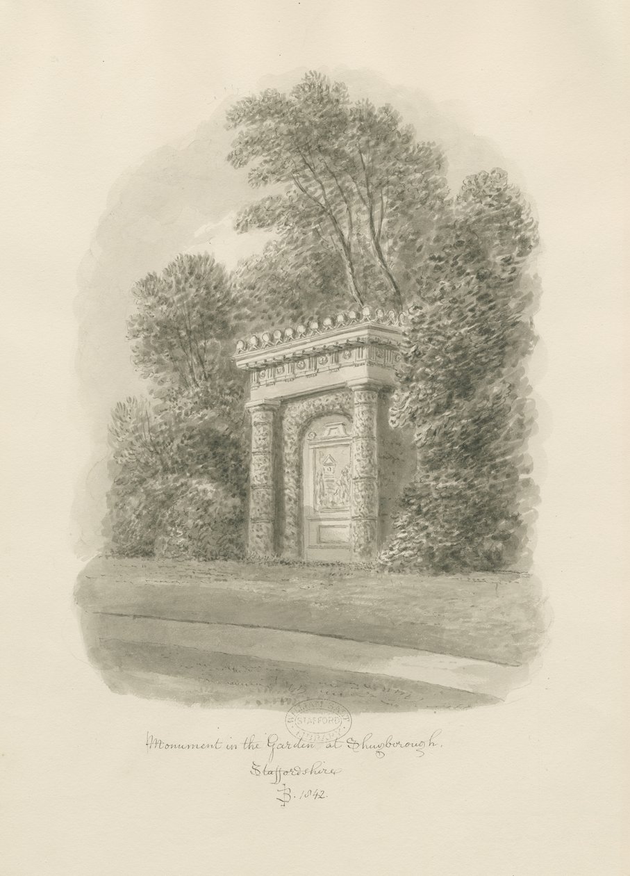 Shugborough - Emlékmű: szépia rajz alkotó: John Buckler