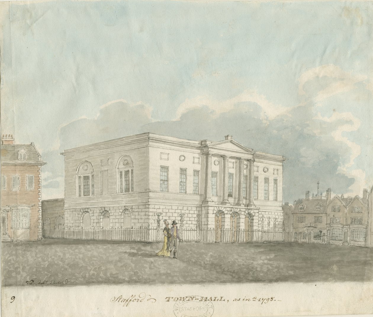 Stafford - Chetwynd House: szépia rajz alkotó: John Buckler