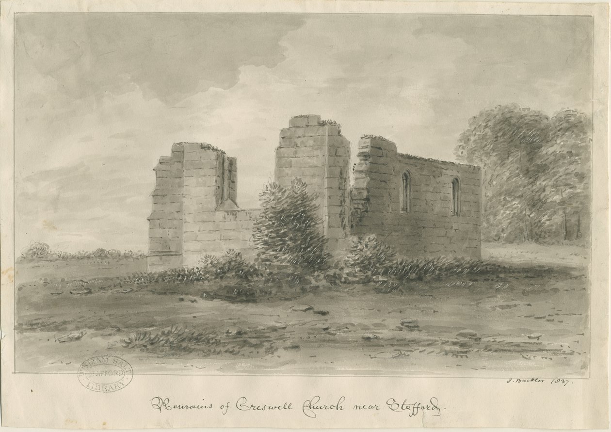 Stafford - Creswell Chapel: szépia rajz, 1837 alkotó: John Buckler