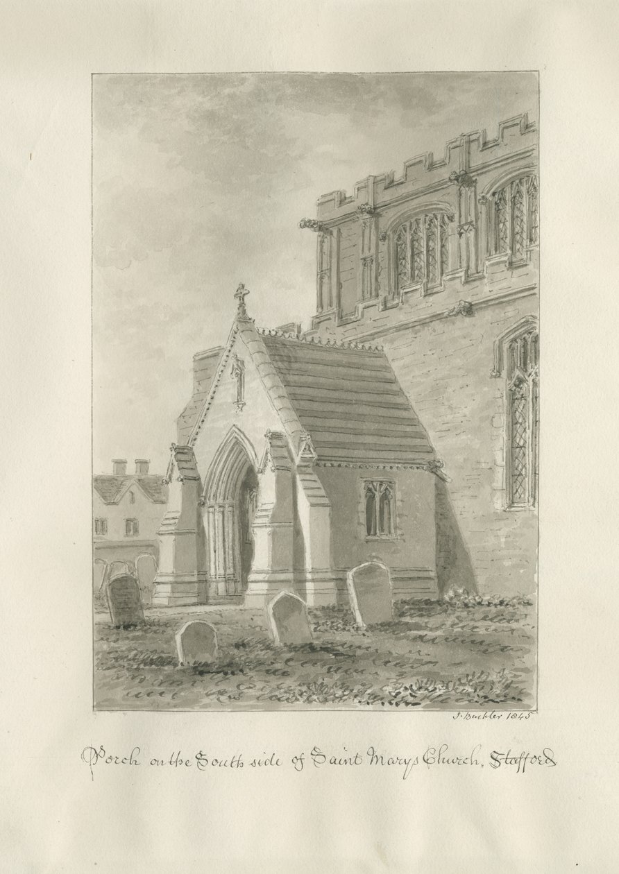 Stafford – Szent Mária templom tornáca: szépia rajz, 1845 alkotó: John Buckler