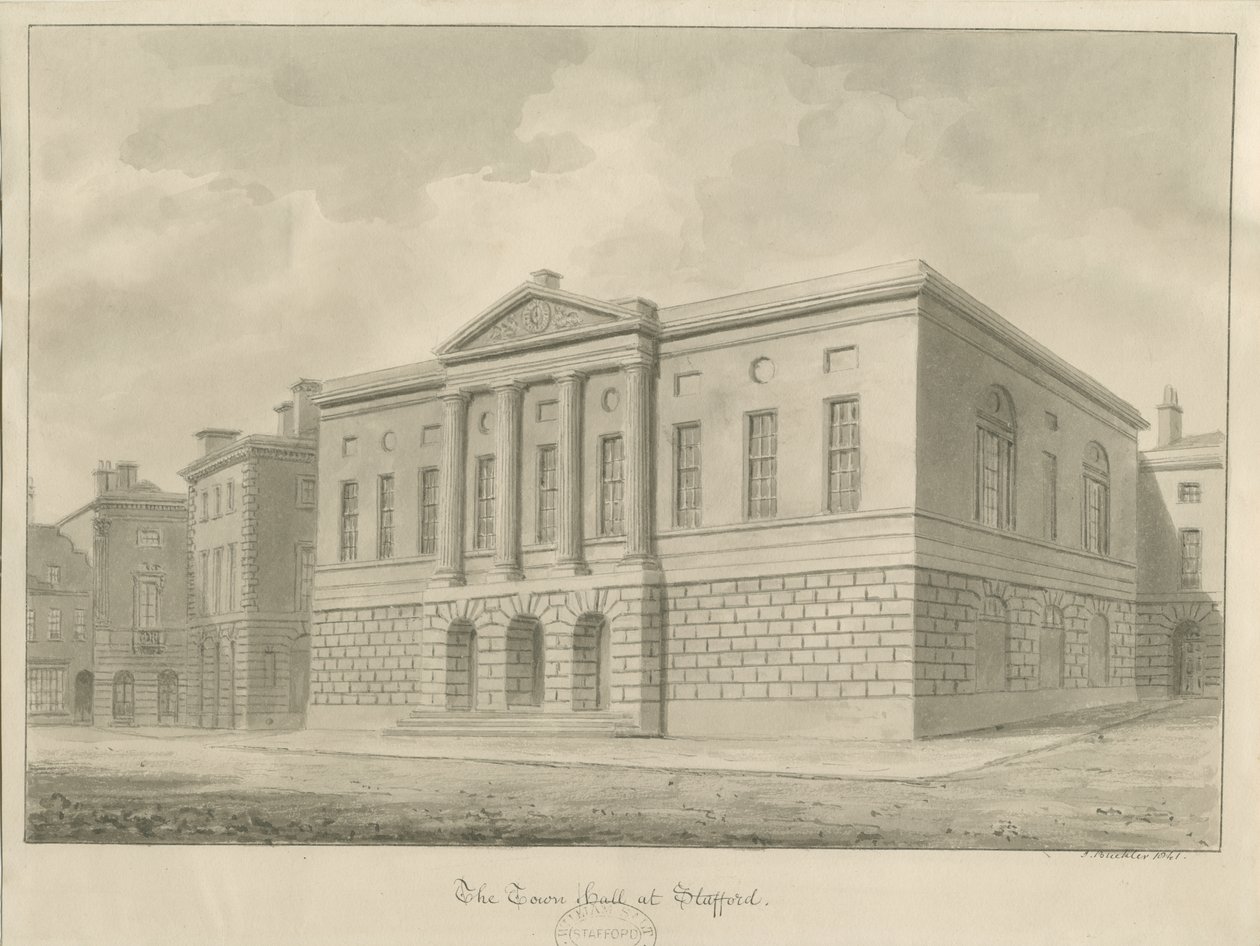 Stafford - Shire Hall: szépia rajz alkotó: John Buckler