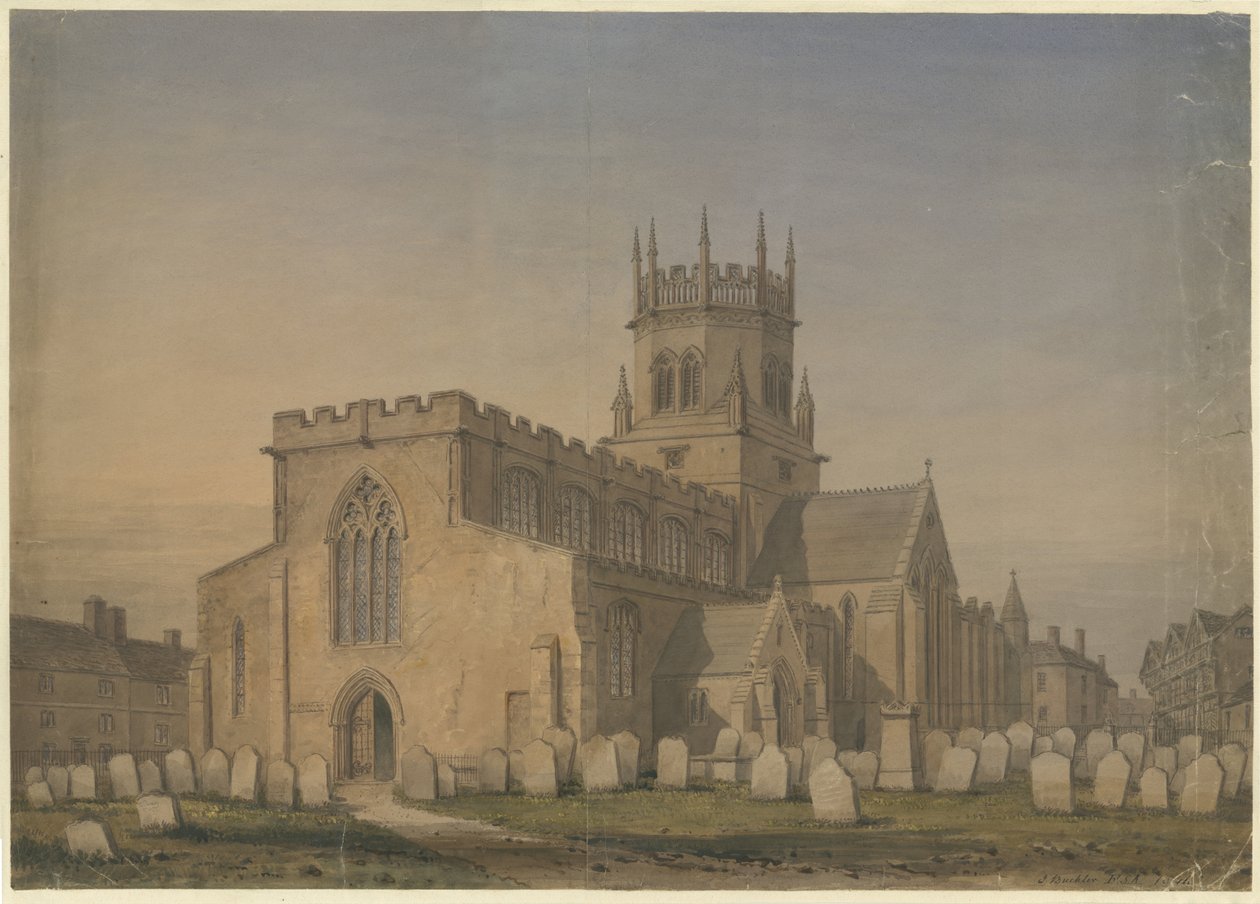 Stafford - Szent Mária templom: akvarell rajz, 1846 alkotó: John Buckler
