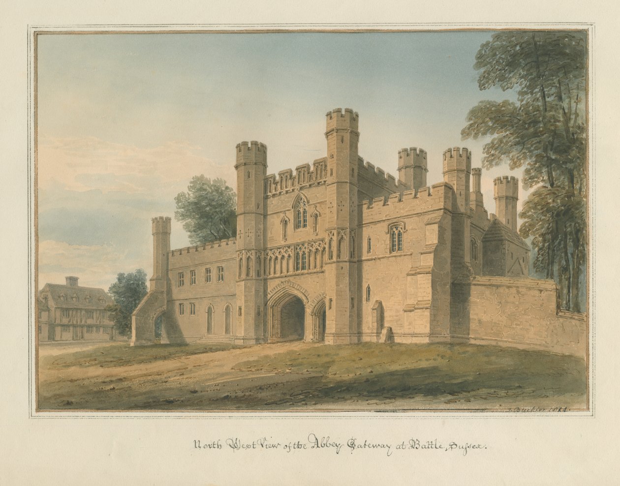 Sussex – Battle – Abbey Gateway, 1824 alkotó: John Buckler