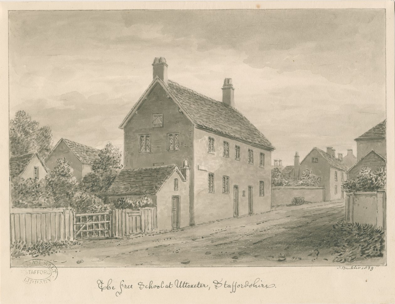 Uttoxeter Town - Szabadiskola: szépia mosás rajz alkotó: John Buckler