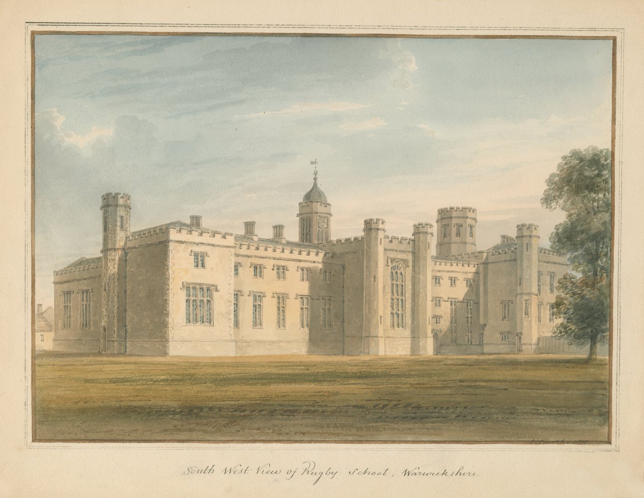 Warwickshire – Rögbiiskola, 1815 alkotó: John Buckler
