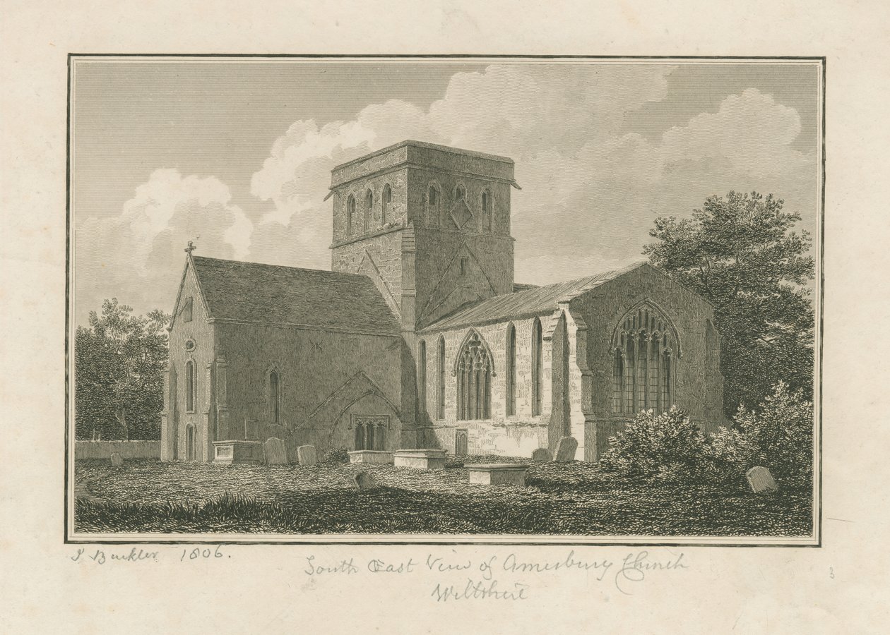 Wiltshire – Amesbury templom: metszet, 1806 alkotó: John Buckler