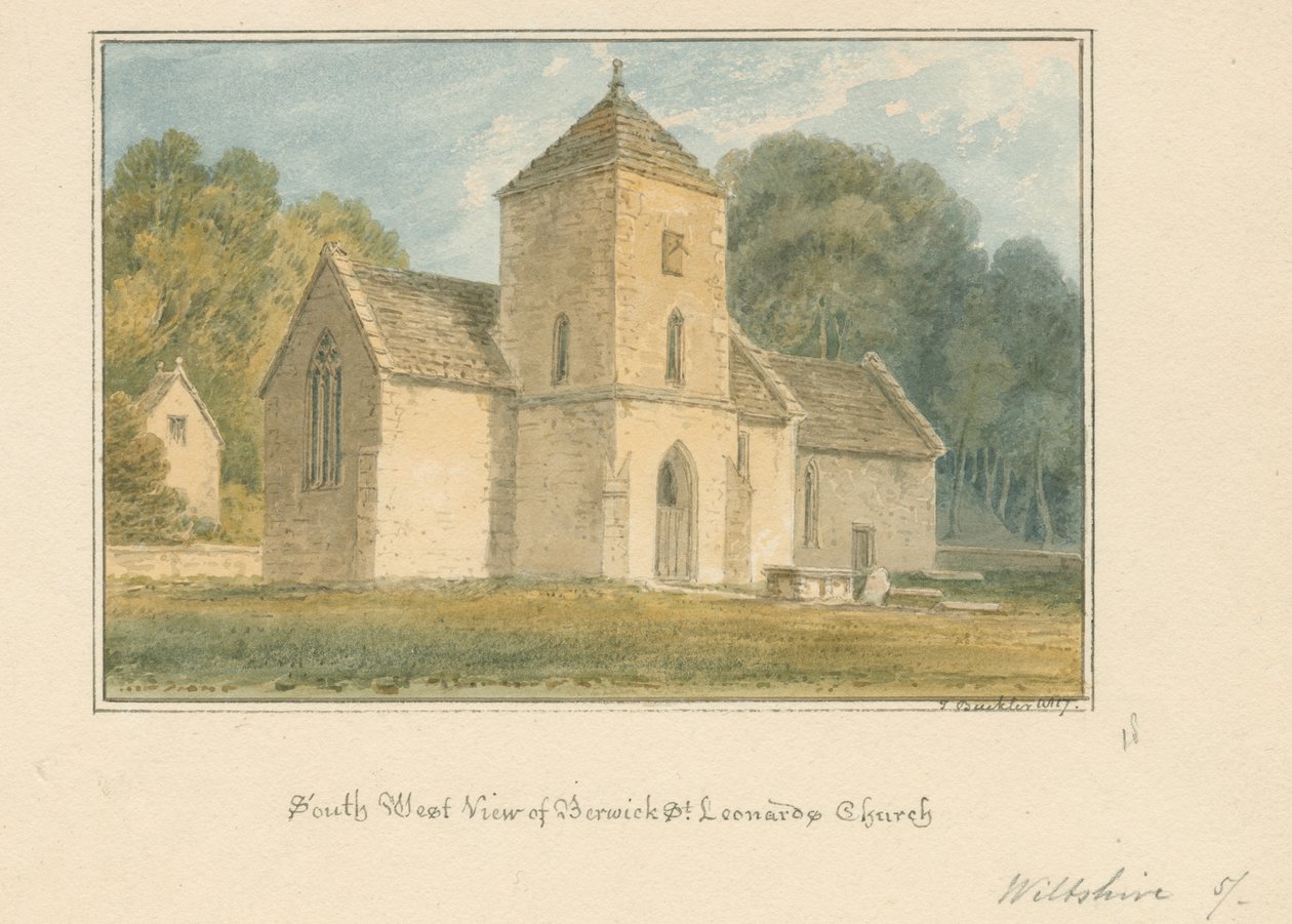 Wiltshire – Berwick Saint Leonard templom, 1817 alkotó: John Buckler