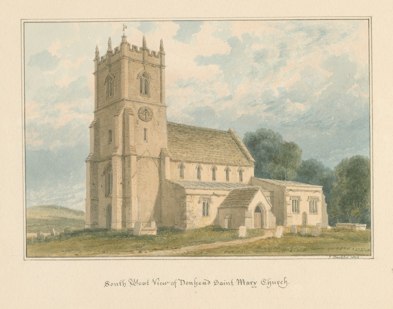 Wiltshire – Donhead Saint Mary templom, 1804 alkotó: John Buckler