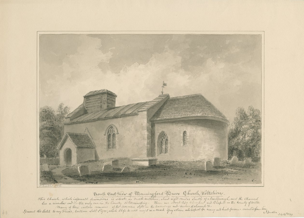 Wiltshire - Manningford Bruce Church: szépia rajz, 1806 alkotó: John Buckler