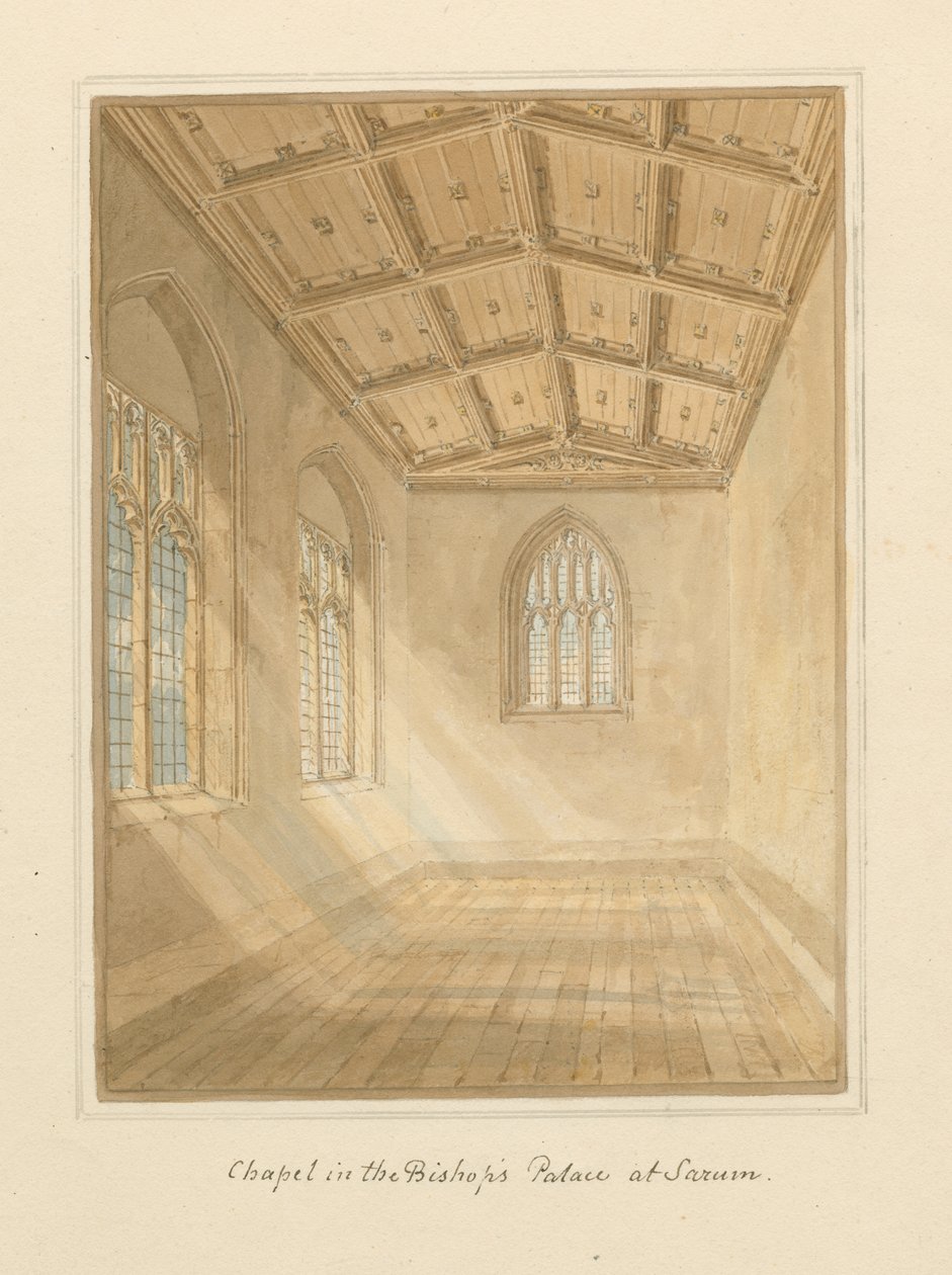 Wiltshire - Sarum - A kápolna belseje a püspöki palotában, 1800 alkotó: John Buckler