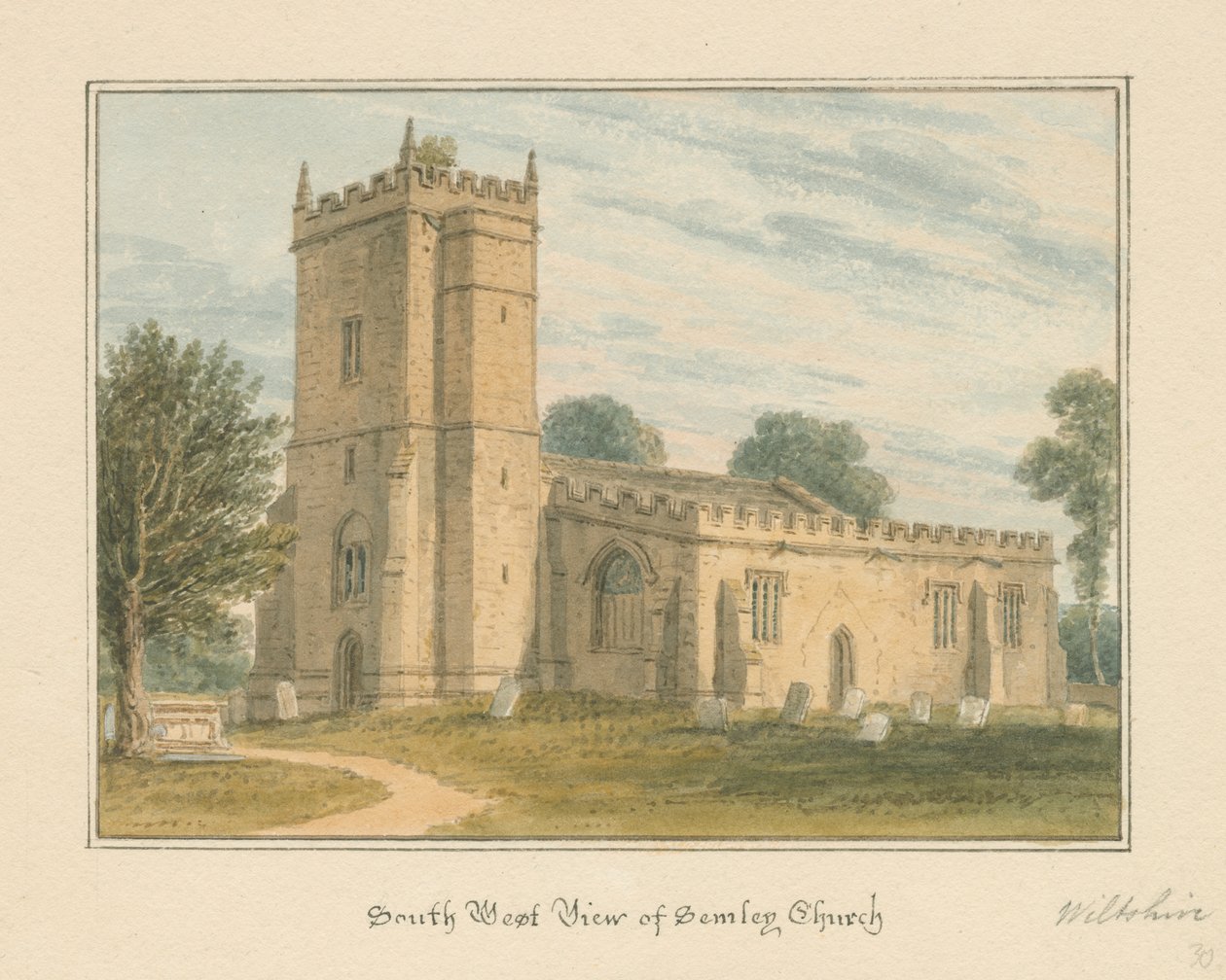 Wiltshire - Semley templom, 1817 alkotó: John Buckler