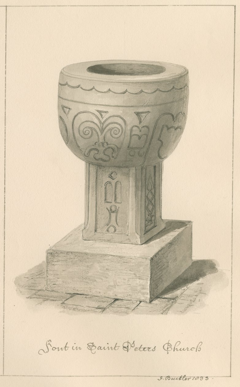 Worcestershire - Droitwich - Szent Péter-templom Betűtípus: szépia rajz, 1833 alkotó: John Buckler