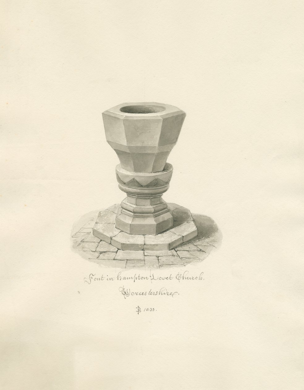 Worcestershire - Hampton Lovett Church - Betűtípus: szépia rajz alkotó: John Buckler