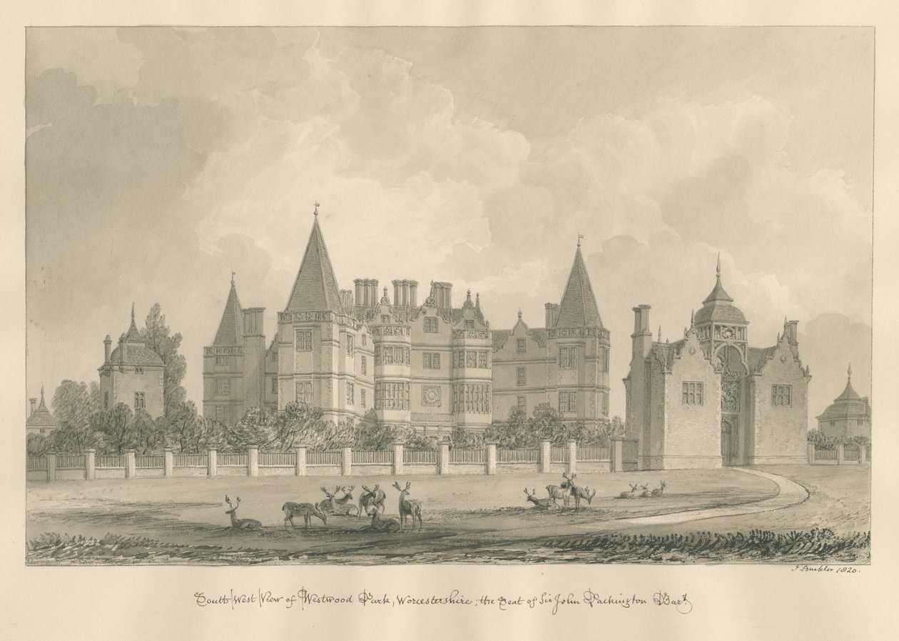 Worcestershire – Westwood Park: szépia rajz, 1820 alkotó: John Buckler