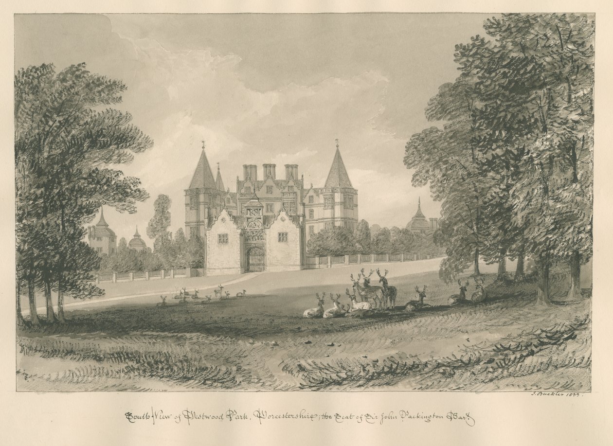 Worcestershire – Westwood Park: szépia rajz, 1833 alkotó: John Buckler