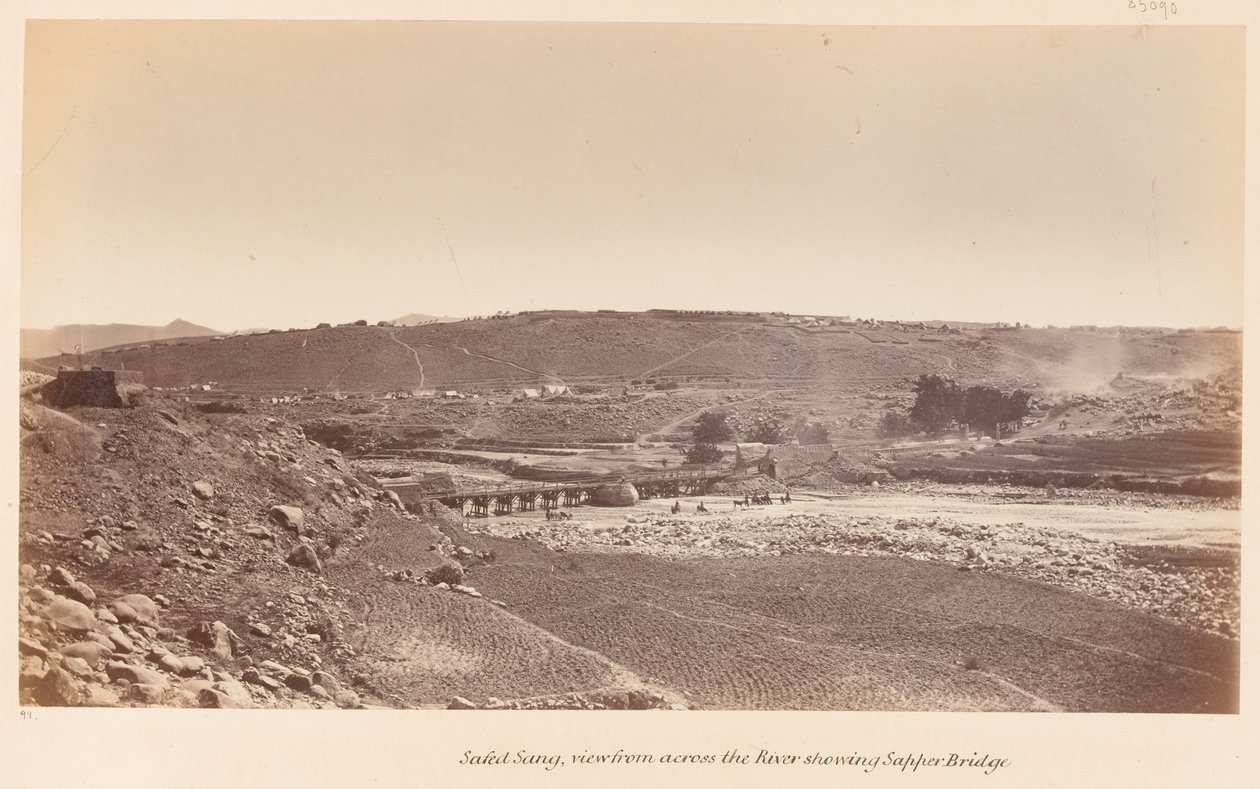 ?Safed Sang, a folyó túloldaláról nézve, a Sapper-híddal?, 1878 körül alkotó: John Burke