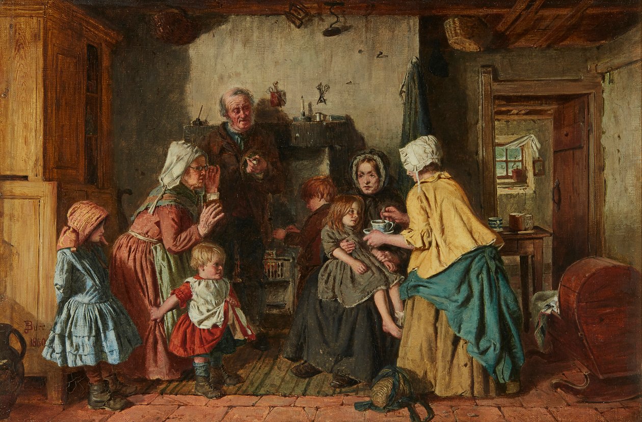 A szegények segítik a szegényeket (olaj, vászon) alkotó: John Burr