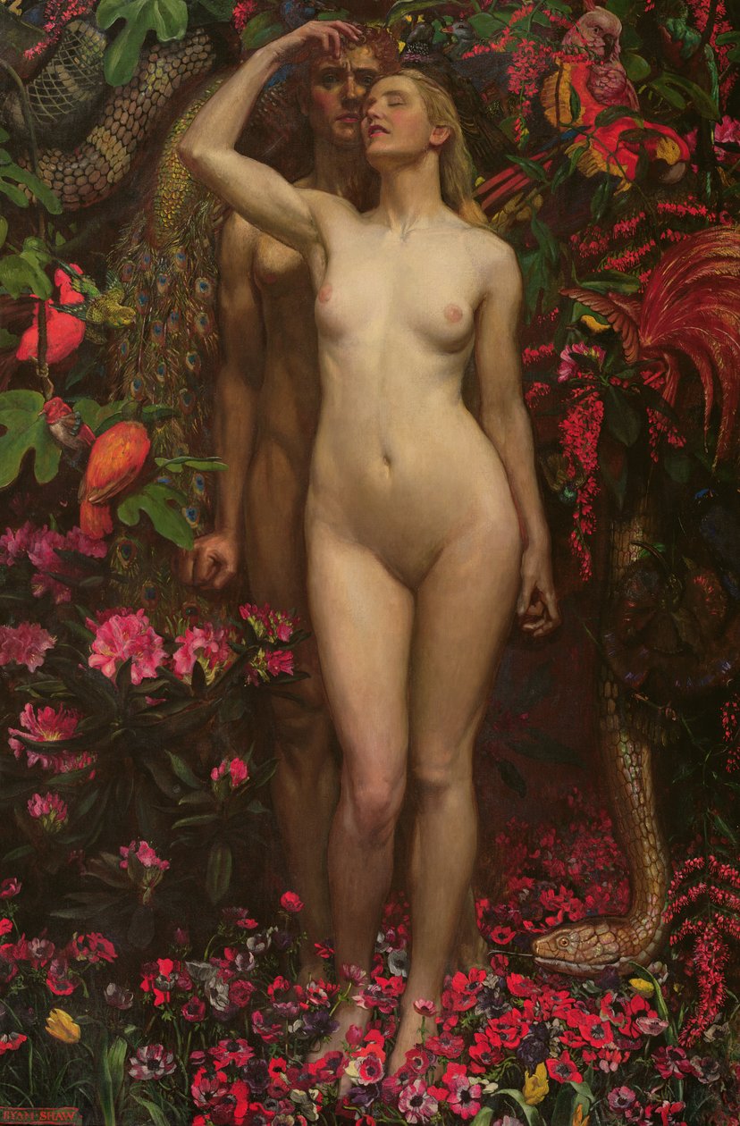 Ádám és Éva a kígyóval, 1877 alkotó: John Byam Liston Shaw