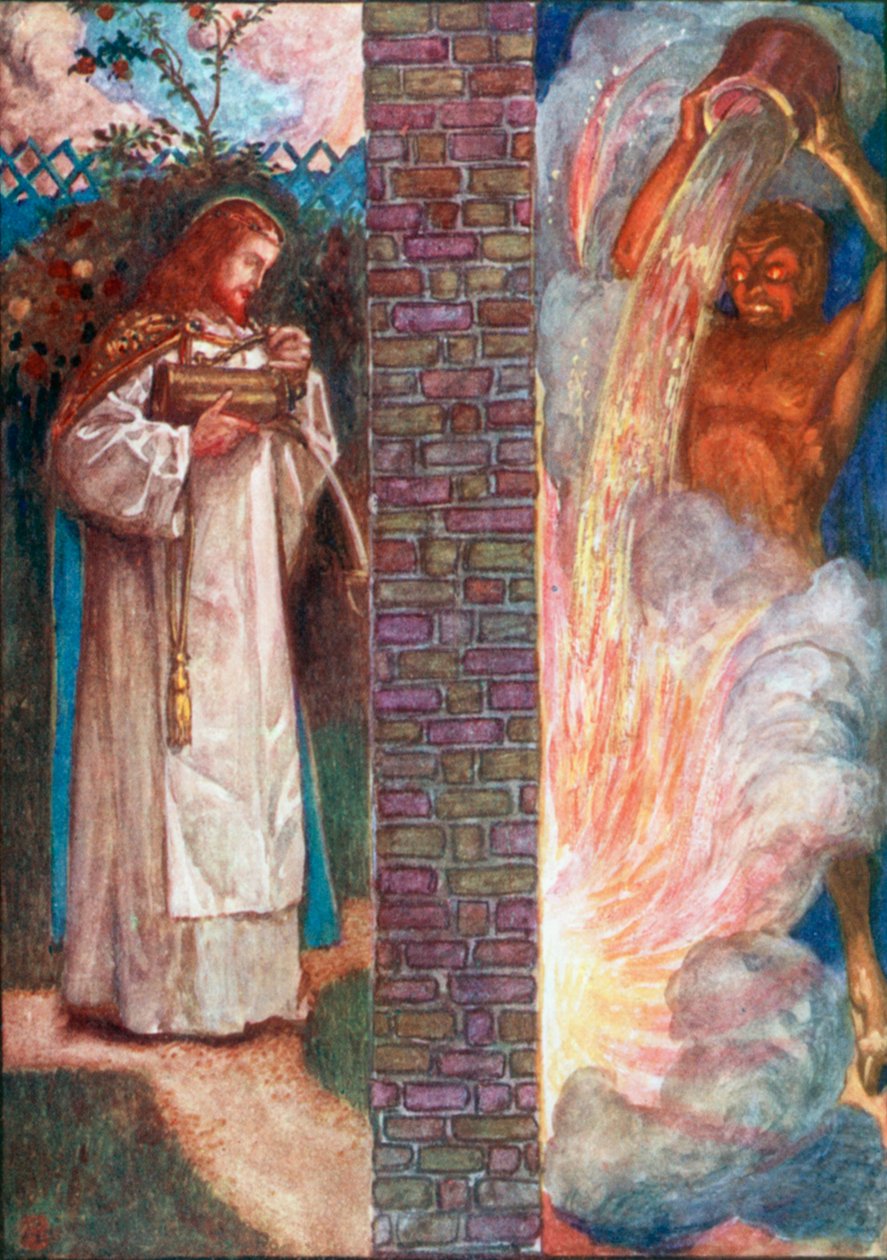 Krisztus és az ördög (színes litográfia) alkotó: John Byam Liston Shaw