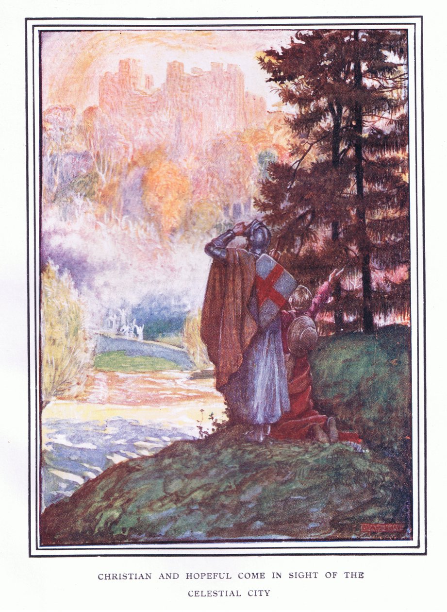 Keresztények és reményteljesek az égi város látókörébe alkotó: John Byam Liston Shaw