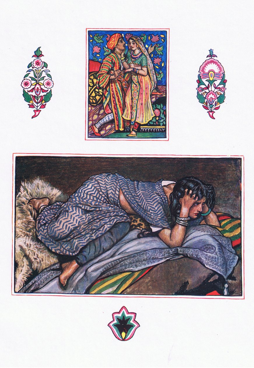 Kihalt cigányok dala: Hillside Camp, illusztráció a Káma kertjéből (és más dalszöveg Indiából), 1920 alkotó: John Byam Liston Shaw