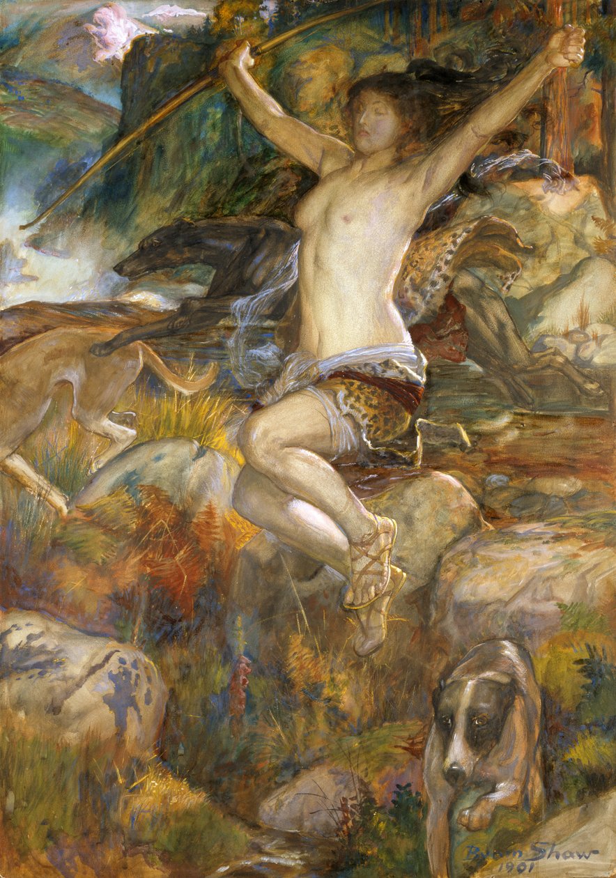 Diana of the Hunt, 1901 (wc papíron) alkotó: John Byam Liston Shaw