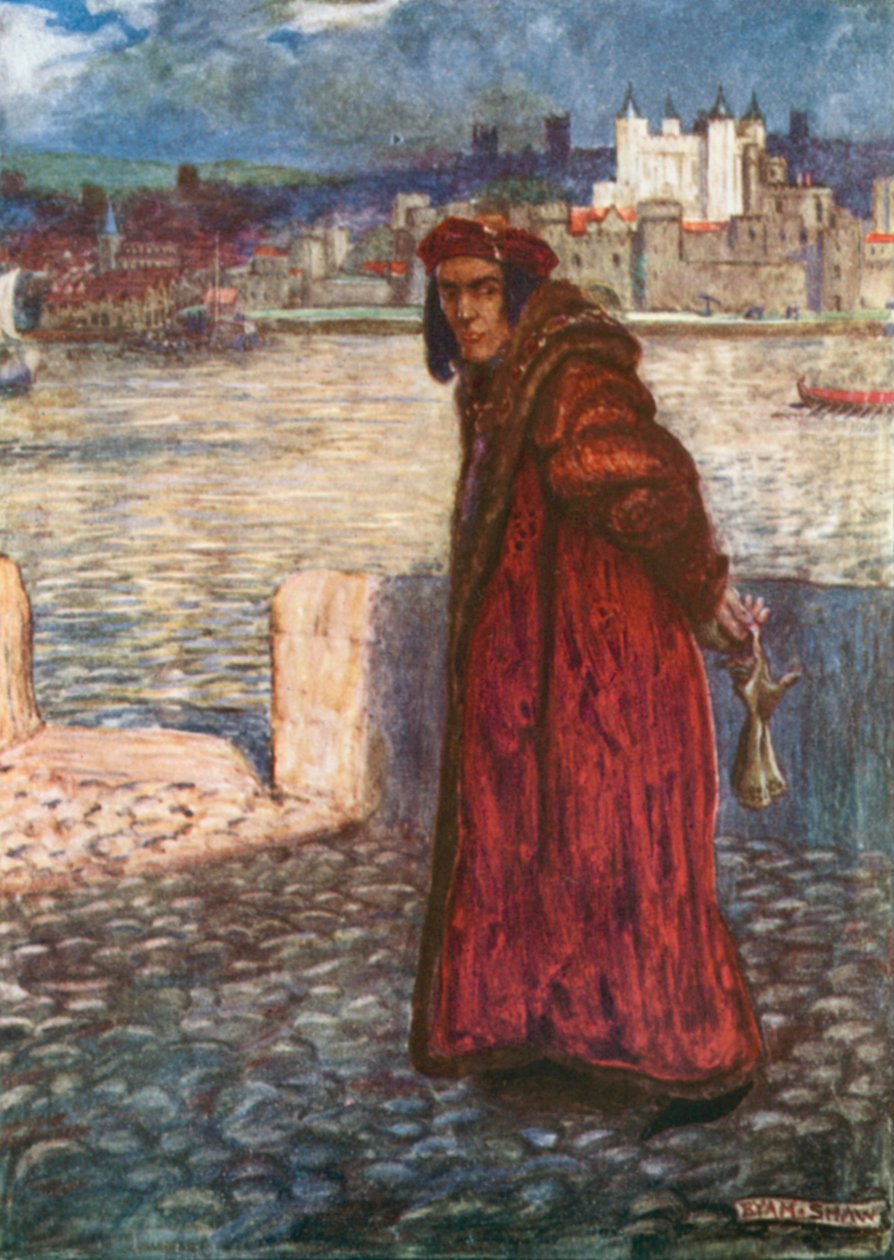 "Merülj le gondolatokkal a lelkembe! Itt jön Clarence". III. Richárd - I. felvonás, 1. jelenet (színes litográfia) alkotó: John Byam Liston Shaw
