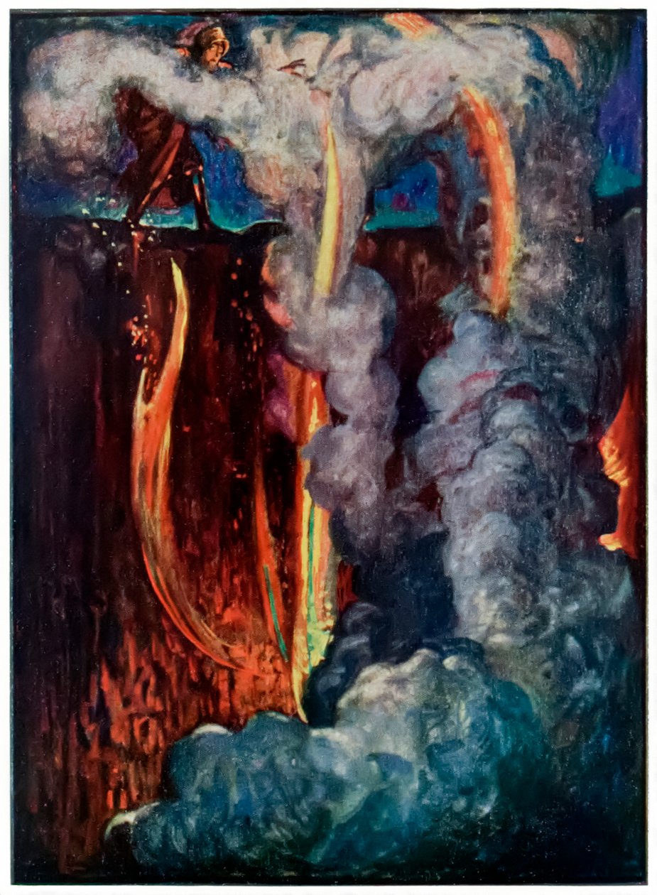 A Hells Mouth A zarándokok előrehaladása ebből a világból az eljövendőbe – John Bunyan (1628-1688) Byam Shaw (1872-1919) illusztrációja, amely Christiant a halál árnyékának völgyében mutatja be alkotó: John Byam Liston Shaw