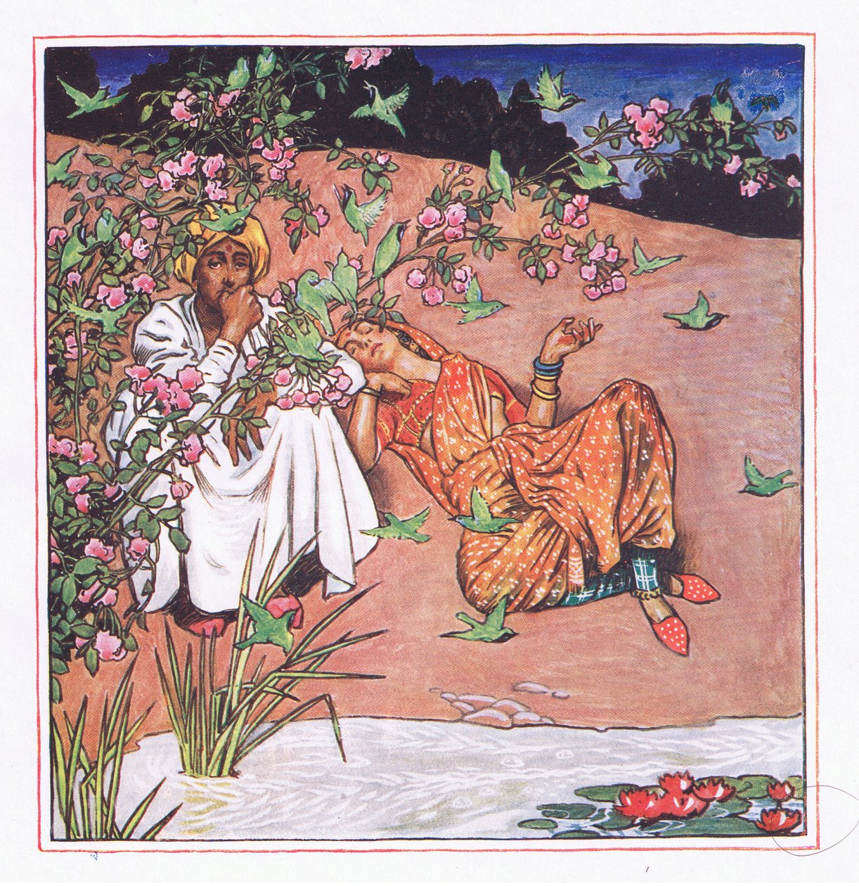 Szerelem könnyedén, illusztráció a Káma kertjéből (és más dalszöveg Indiából), 1920 alkotó: John Byam Liston Shaw