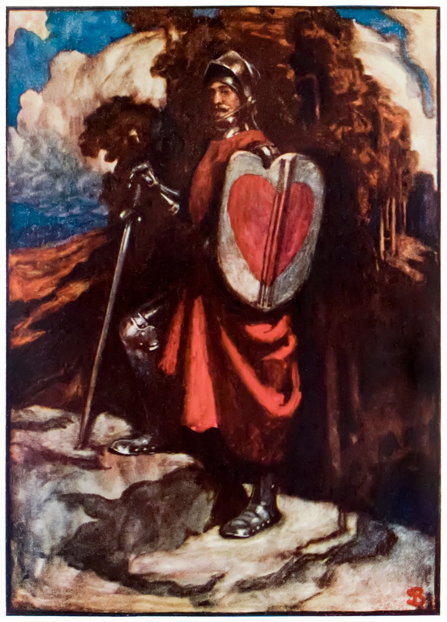 Nagyszívű úr A zarándok haladása ebből a világból, az eljövendőbe John Bunyan (1628-1688) Illusztrációja Byam Shaw (1872-1919), Nagy szívű, Christianas védelmező és hűséges társasága alkotó: John Byam Liston Shaw