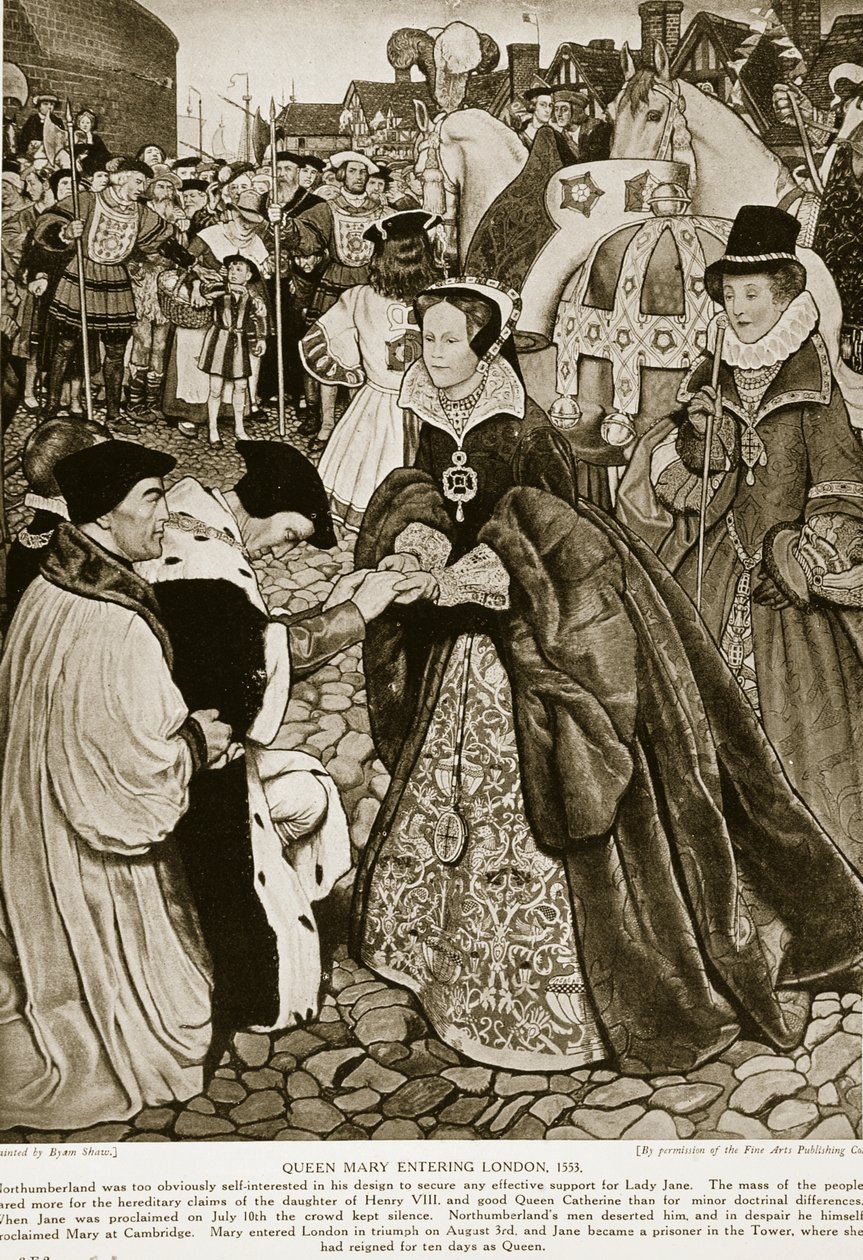 Mária királynő belép Londonba, 1553, illusztráció a 