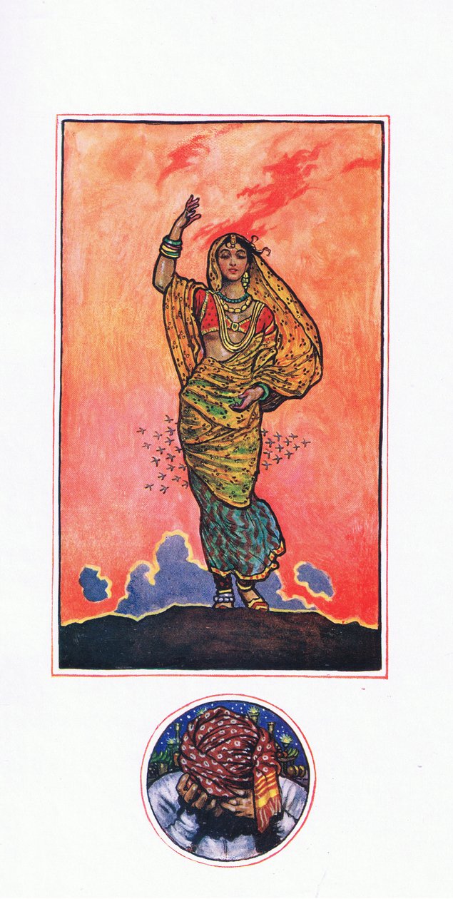 Muhammad Akram visszaemlékezése, illusztráció a Káma kertjéből (és más dalszöveg Indiából), 1920 alkotó: John Byam Liston Shaw