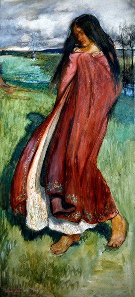 Tavasz, 1910 körül (gouache papíron) alkotó: John Byam Liston Shaw