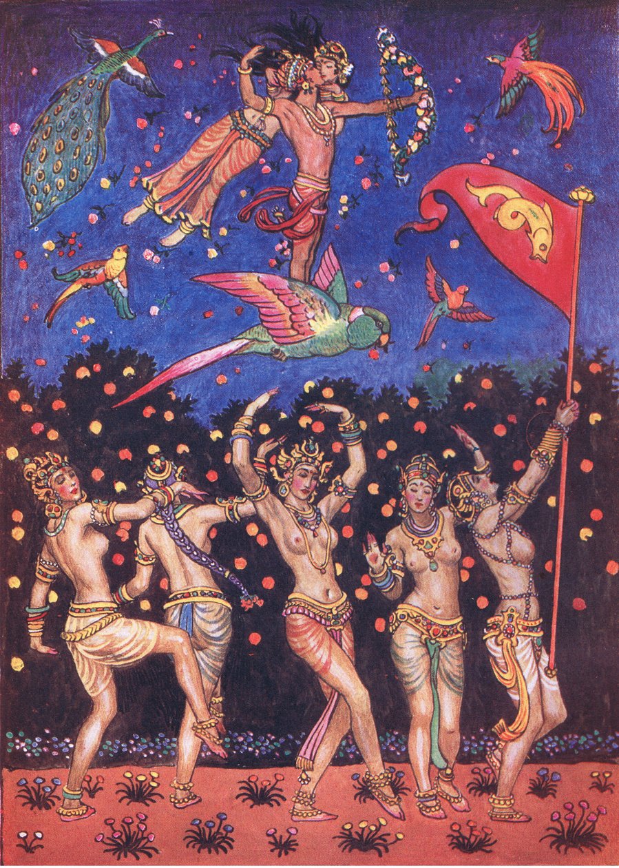 A Káma kertje, illusztráció a Káma kertjéből (és más dalszöveg Indiából), 1920 alkotó: John Byam Liston Shaw