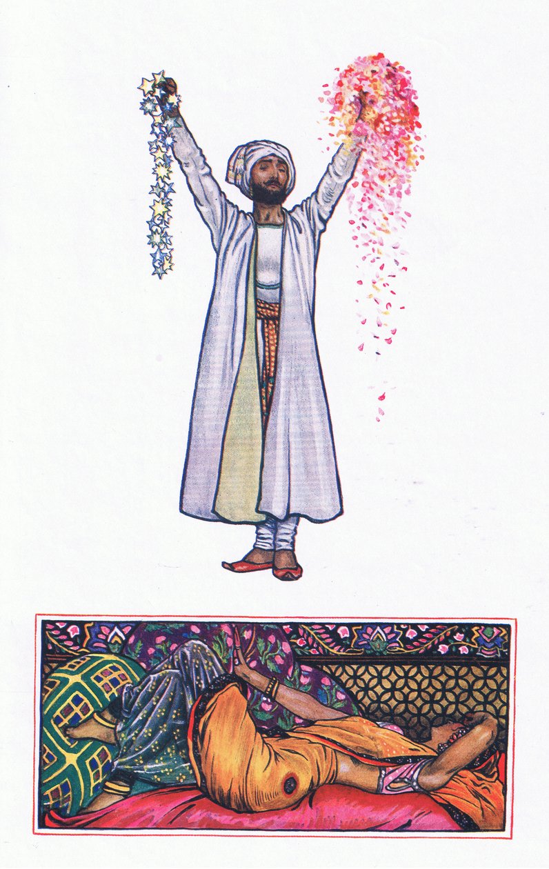 Az elérhetetlenhez: Mohamed Akram siralma, illusztráció a Káma kertjéből (és más dalszövegek Indiából) alkotó: John Byam Liston Shaw
