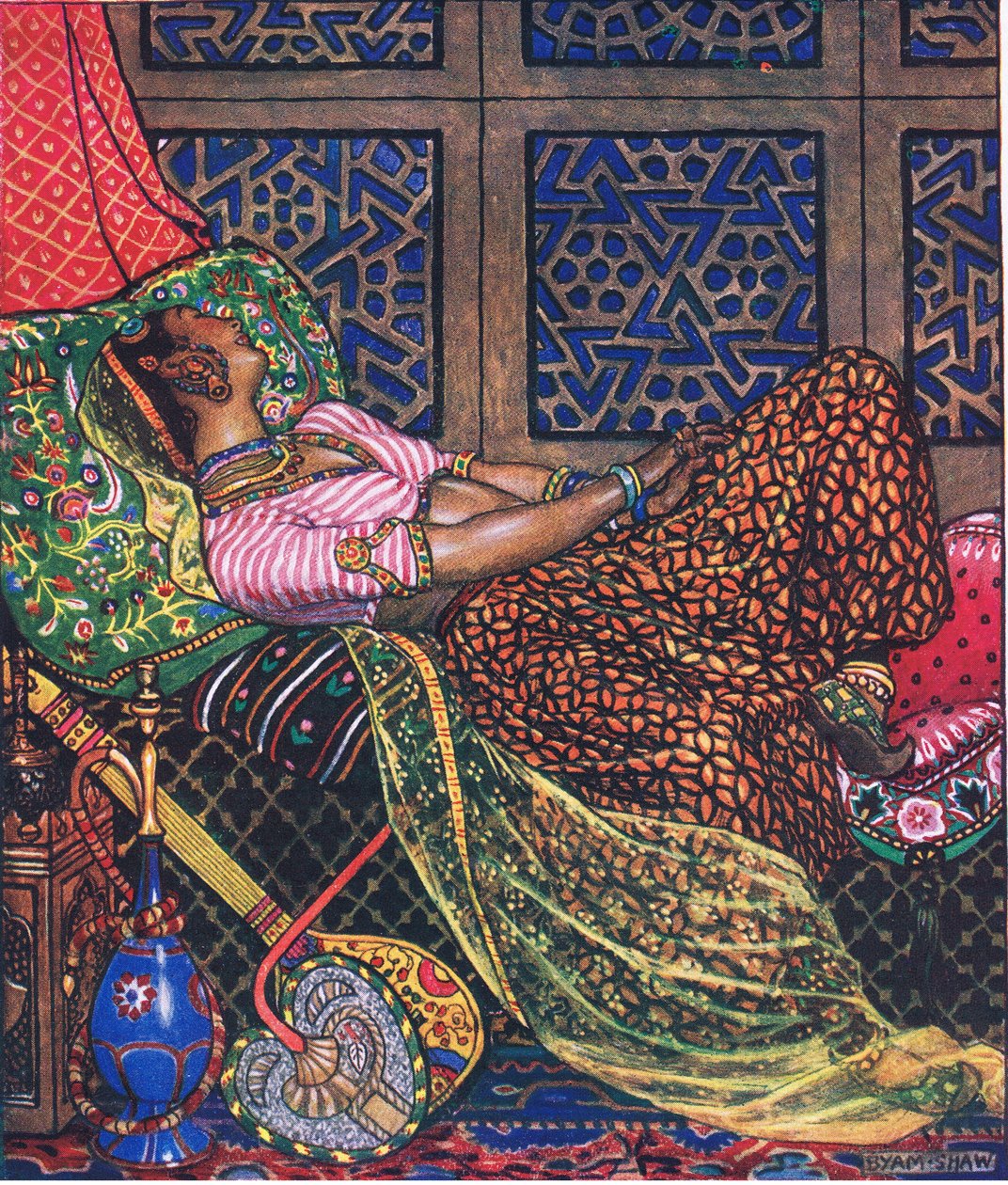 Zira fogságban, illusztráció a Káma kertjéből (és más dalszöveg Indiából), 1920 alkotó: John Byam Liston Shaw