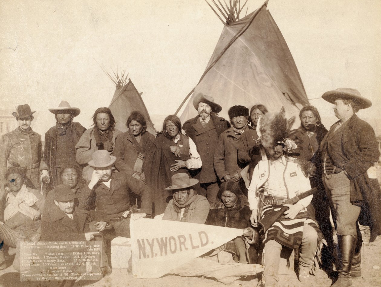 Indiai vezetők és amerikai tisztviselők a Pine Ridge-ben, 1891 alkotó: John C. H. Grabill