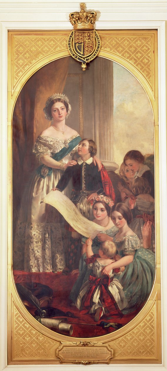 Viktória királynő (1819-1901) Albert Edwarddal, a walesi herceggel, Viktóriával, a királyi hercegnővel és a királyi család többi tagjával, 1864 alkotó: John Calcott Cope