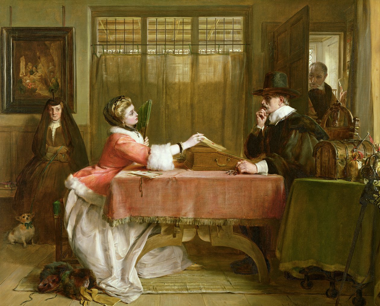 A bankár magánszobája, kölcsöntárgyalások, 1870 alkotó: John Callcott Horsley