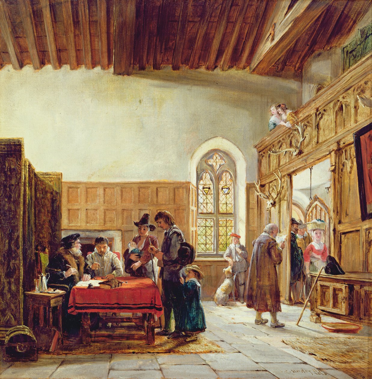 A nagyterem belseje, Haddon: Rent Day alkotó: John Callcott Horsley