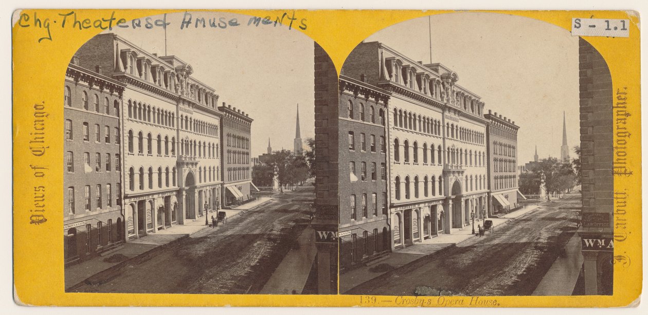 Kilátás a Crosbys Operaházra az 1871-es chicagói tűzvész előtt alkotó: John Carbutt