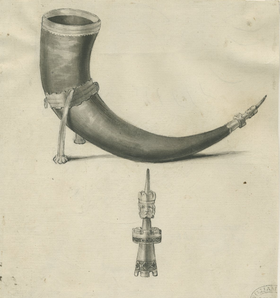 Lichfield – Drinking Horn: toll és szépia rajz, nd [1748-1817] (rajz) alkotó: John Carter